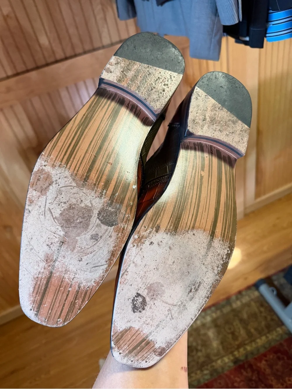 Men's Orange & Green Crocodile Print Calf Kiltie Monkstrap Slip-On Loafers